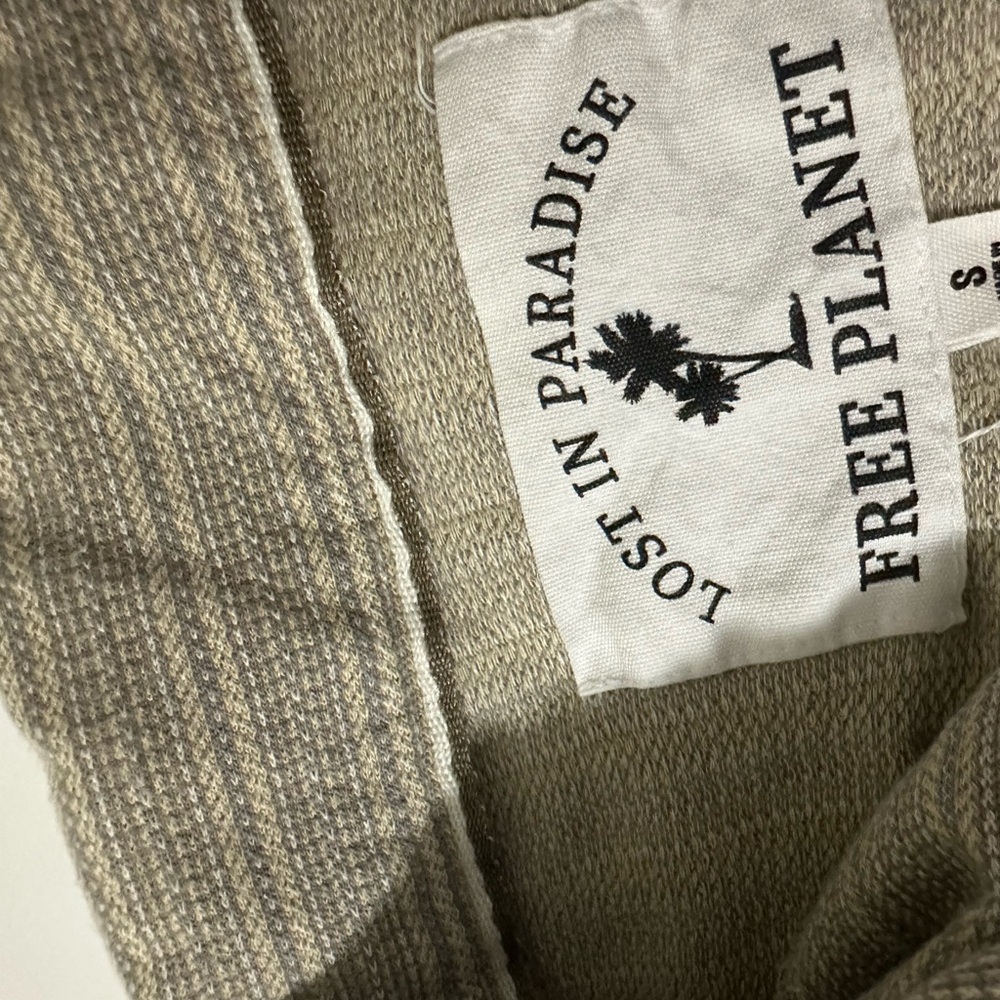 Free Planet Men's Striped Tan Shirt - Picture 4 of 4